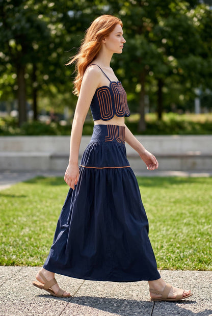 Exclusive Lace Trimmed Top & Skirt Set