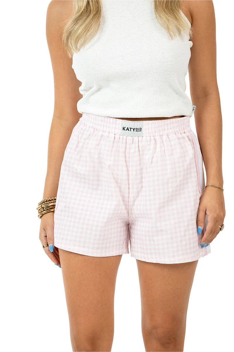 Light Pink Womens Boxers Plaid