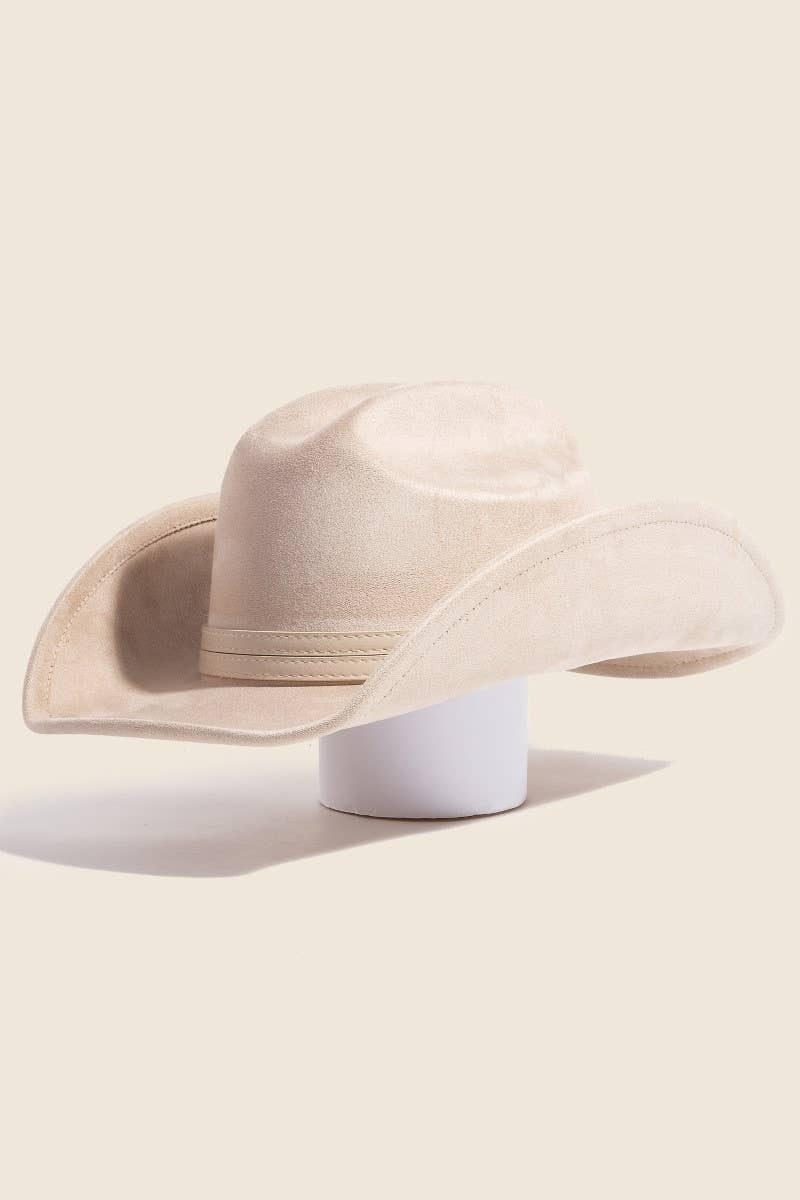 Double Belt Faux Suede Cowboy Hat