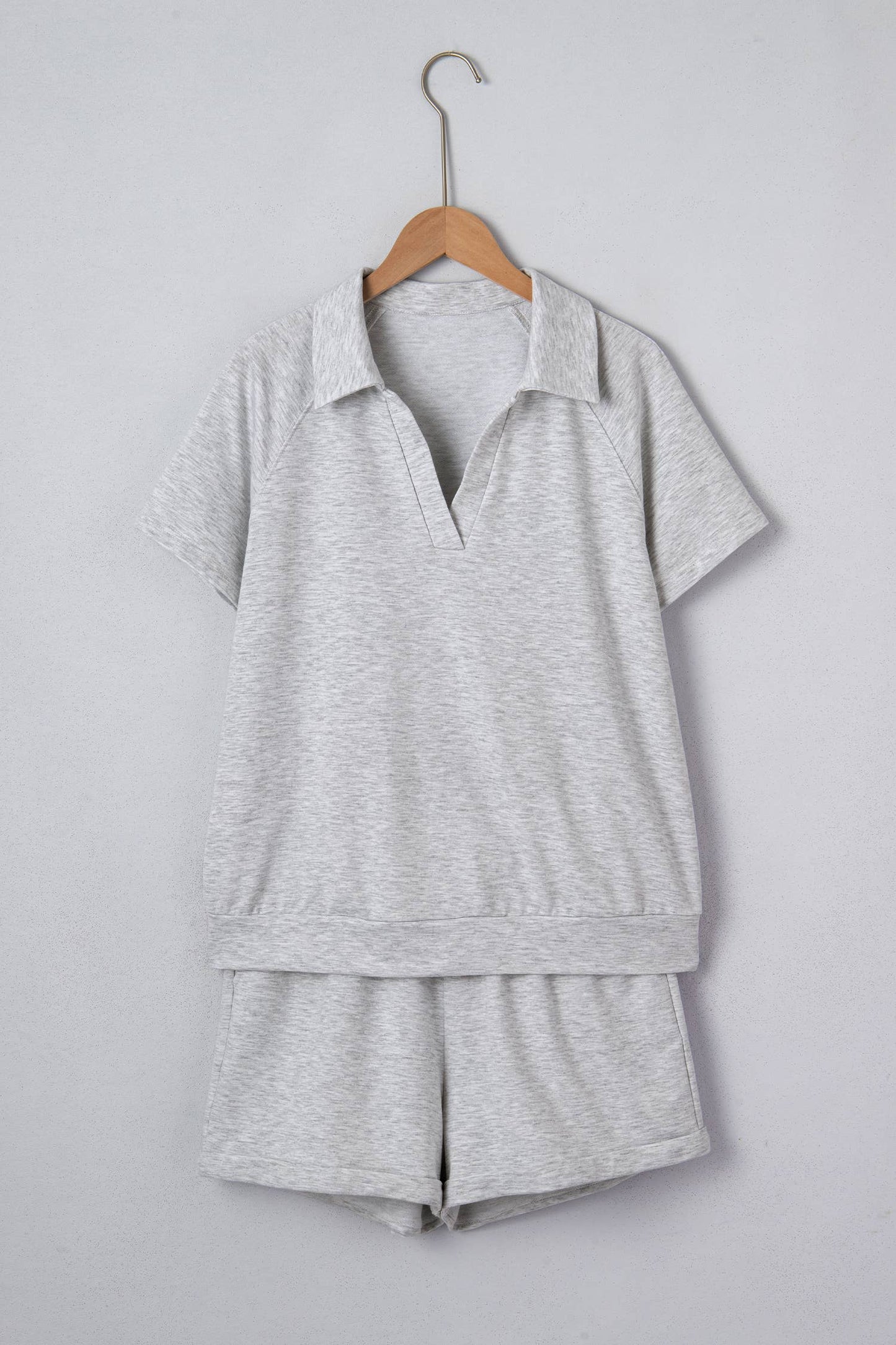 Lea V Neck Top and Elastic Waist Shorts Set