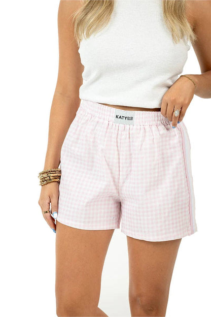 Light Pink Womens Boxers Plaid