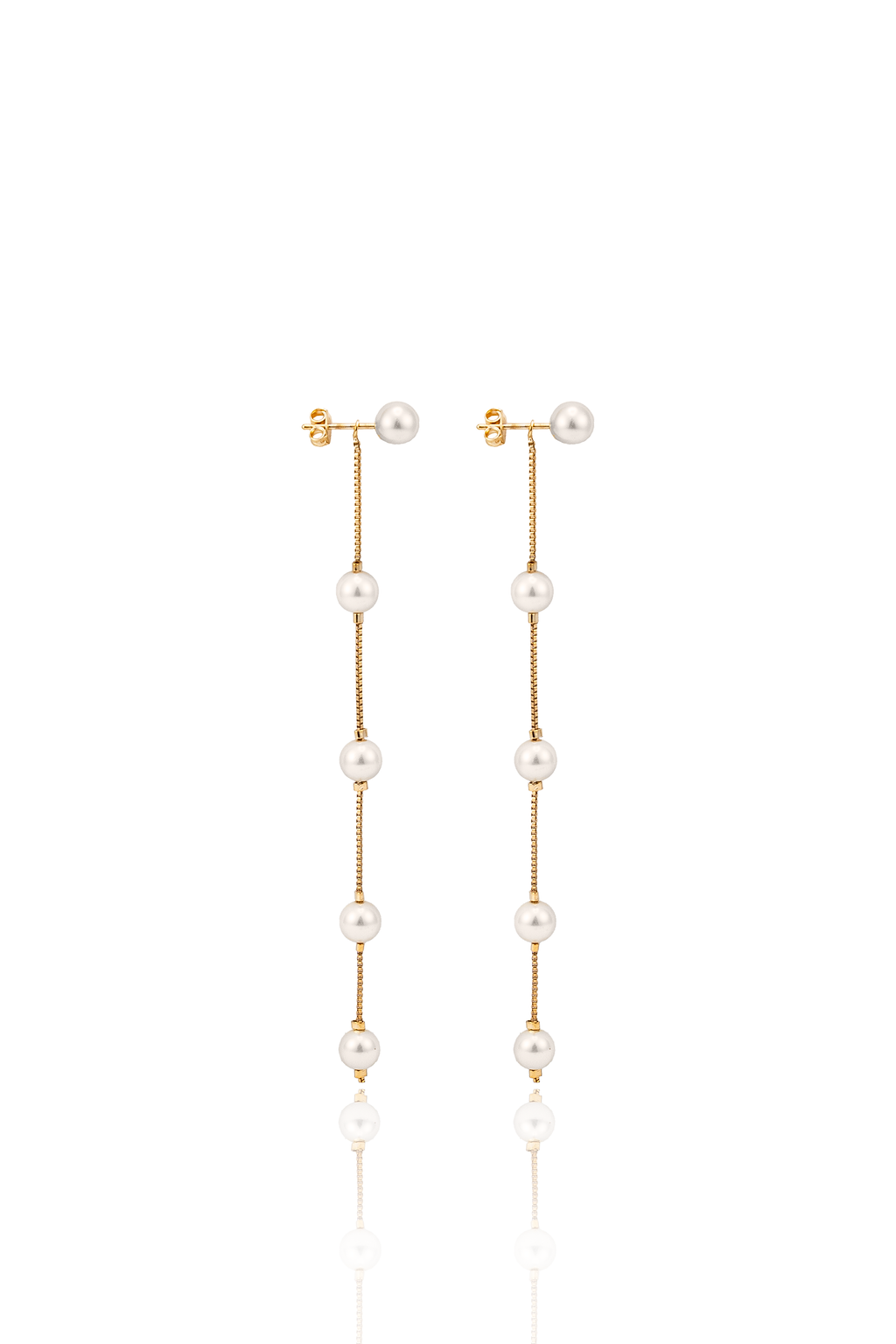 Ball Chain Pearl Dangle Earrings