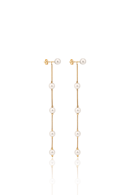 Ball Chain Pearl Dangle Earrings