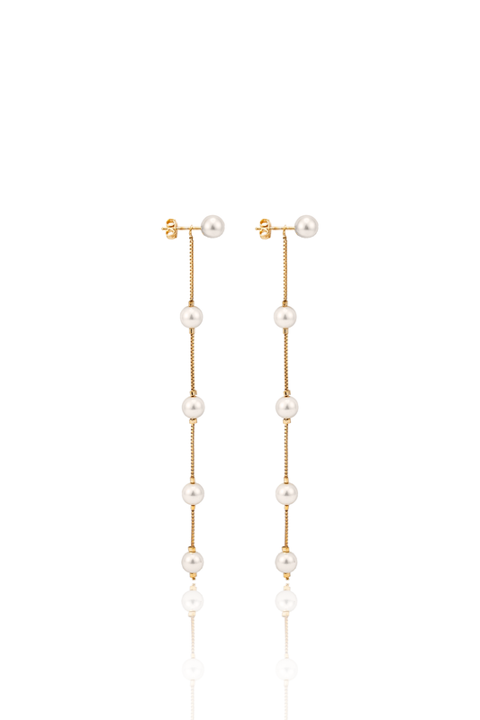 Ball Chain Pearl Dangle Earrings