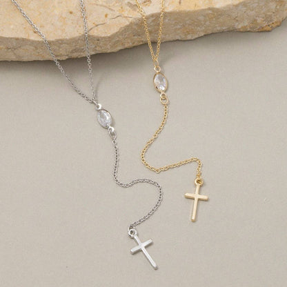 Cross Pendant Y Chain Necklace