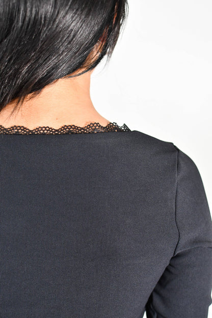 Lacie Luxe Lace Long Sleeve Top - Black