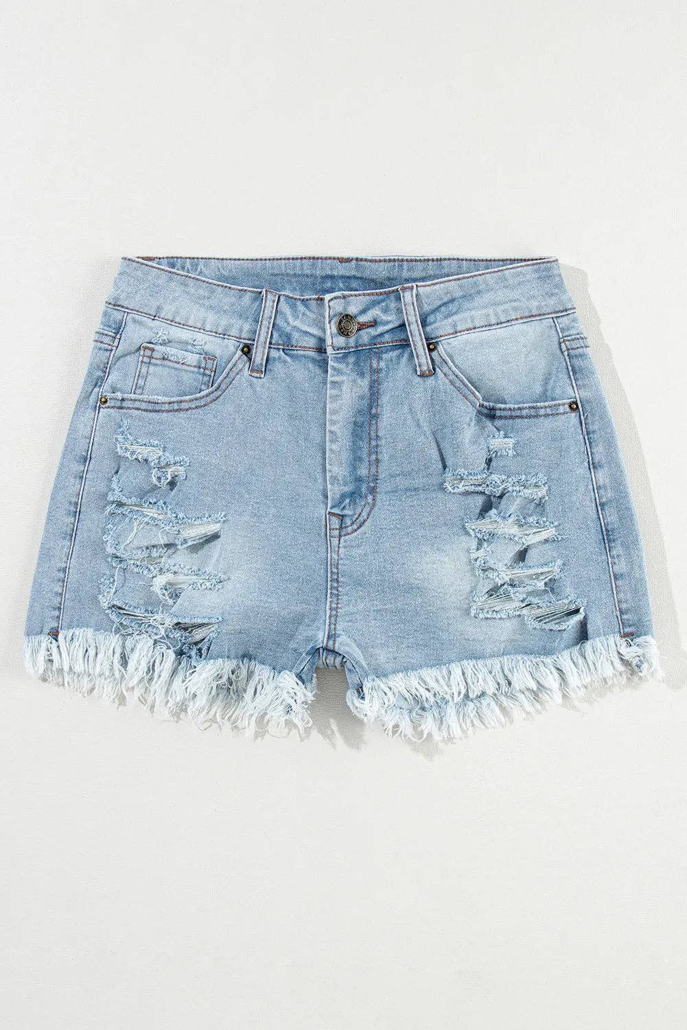 Trixie Light Blue Distressed High Waist Denim Shorts