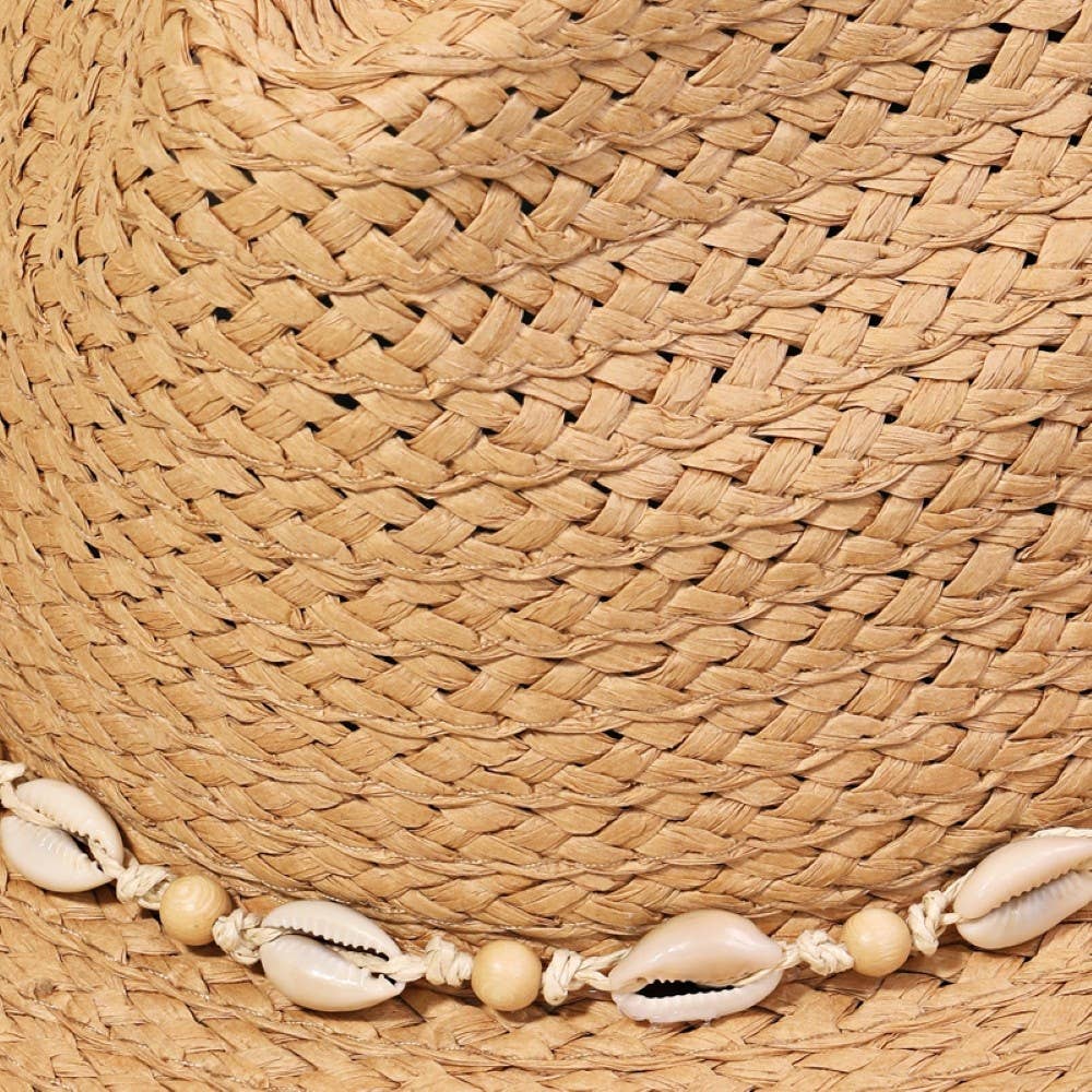 Cowrie Shell Straw Braided Cowboy Hat