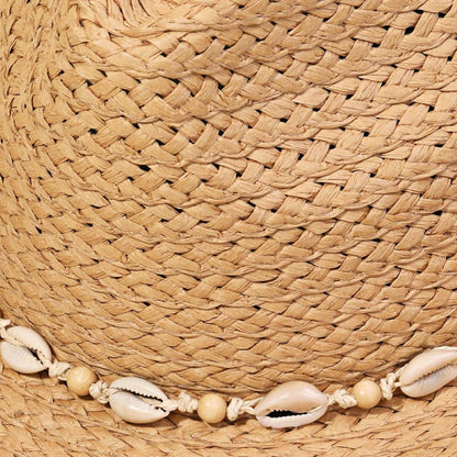 Cowrie Shell Straw Braided Cowboy Hat