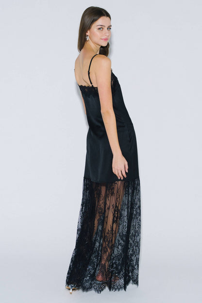 Lydia Lace Mix Satin Maxi Dress
