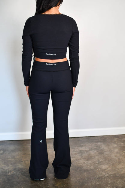 Lacie Luxe Lace Long Sleeve Top - Black