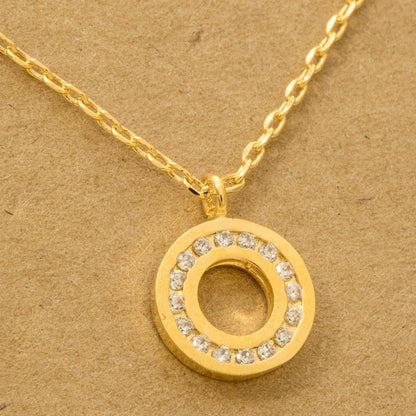 Pave Gold Dipped Circle Pendant Necklace