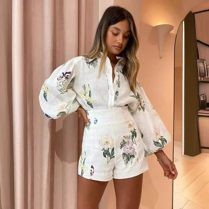 Leanna Linen Shirt & High Waist Shorts Set