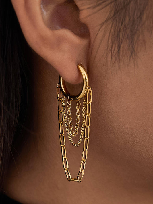 Vianne 18K Gold Non-Tarnish Chain Drop Earrings