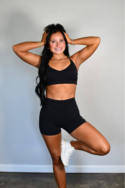 Cassie Core Racerback Bra - Black