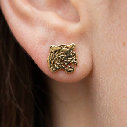 Tiger Head Stud Earrings
